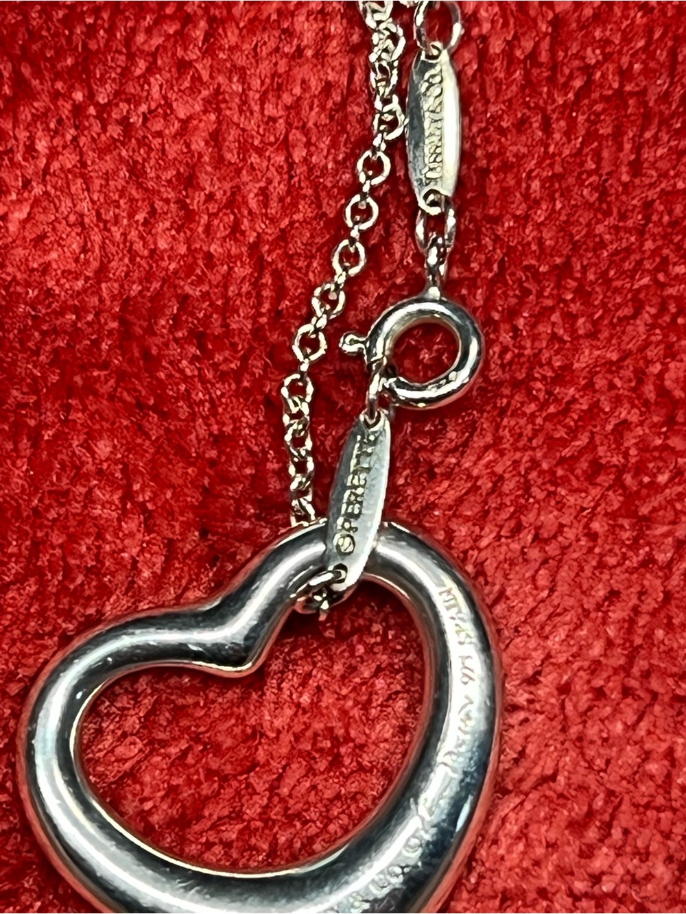 Authentic Tiffany & Co Elsa Peretti Open Heart Diamond Necklace 925 - Picture 7 of 12